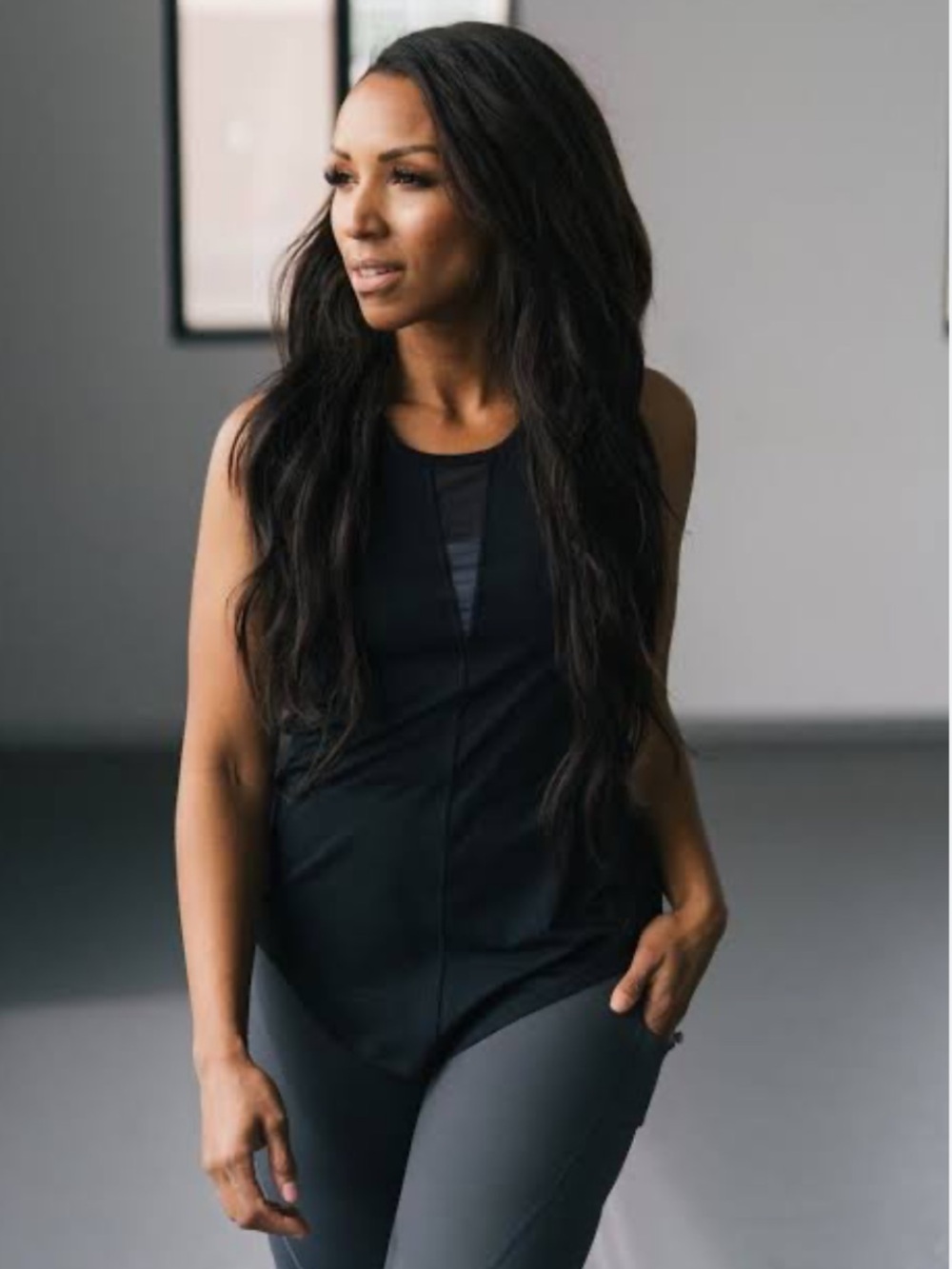 ZYIA Effortless Racerback Tank with Mesh - Black